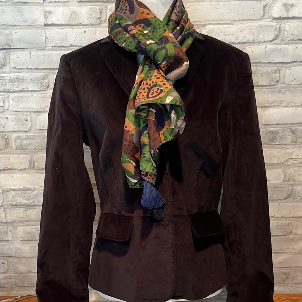 Elegant Black Velvet Women's Jacket size 8 button front blazer